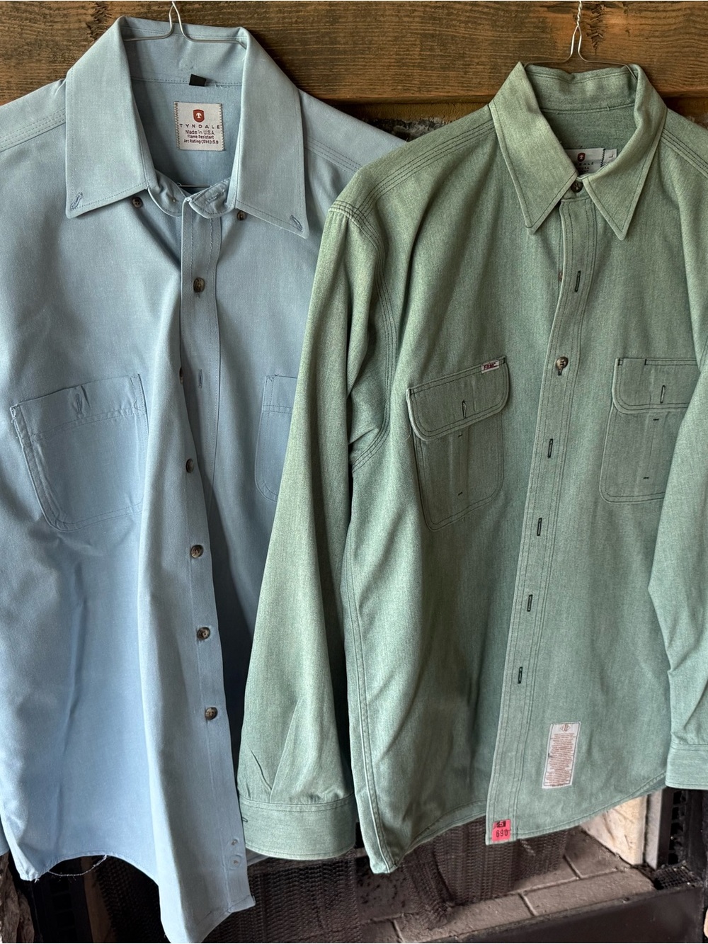 Men's Tyndale FR Light Blue and Sage Green Work Shirt Duo